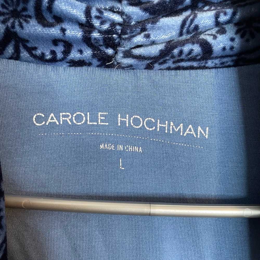 Carole Hochman Womens Size Large Open Front Cardigan Style Robe Blue Black 5649 - Picture 2 of 8